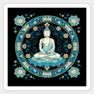 Mystic Mandala: Buddha's Serene Meditation Sticker
